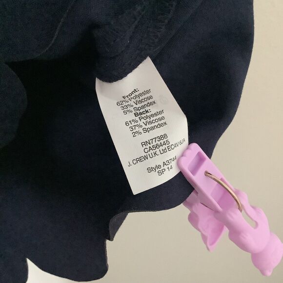 J. Crew Factory Scallop Hem Navy Summer Minimalist Casual Knee Length Dress Sz 4 - Picture 6 of 9